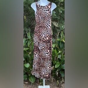 H&M Viscose Leopard Cheetah Sleeveless Tank Maxi Dress Small